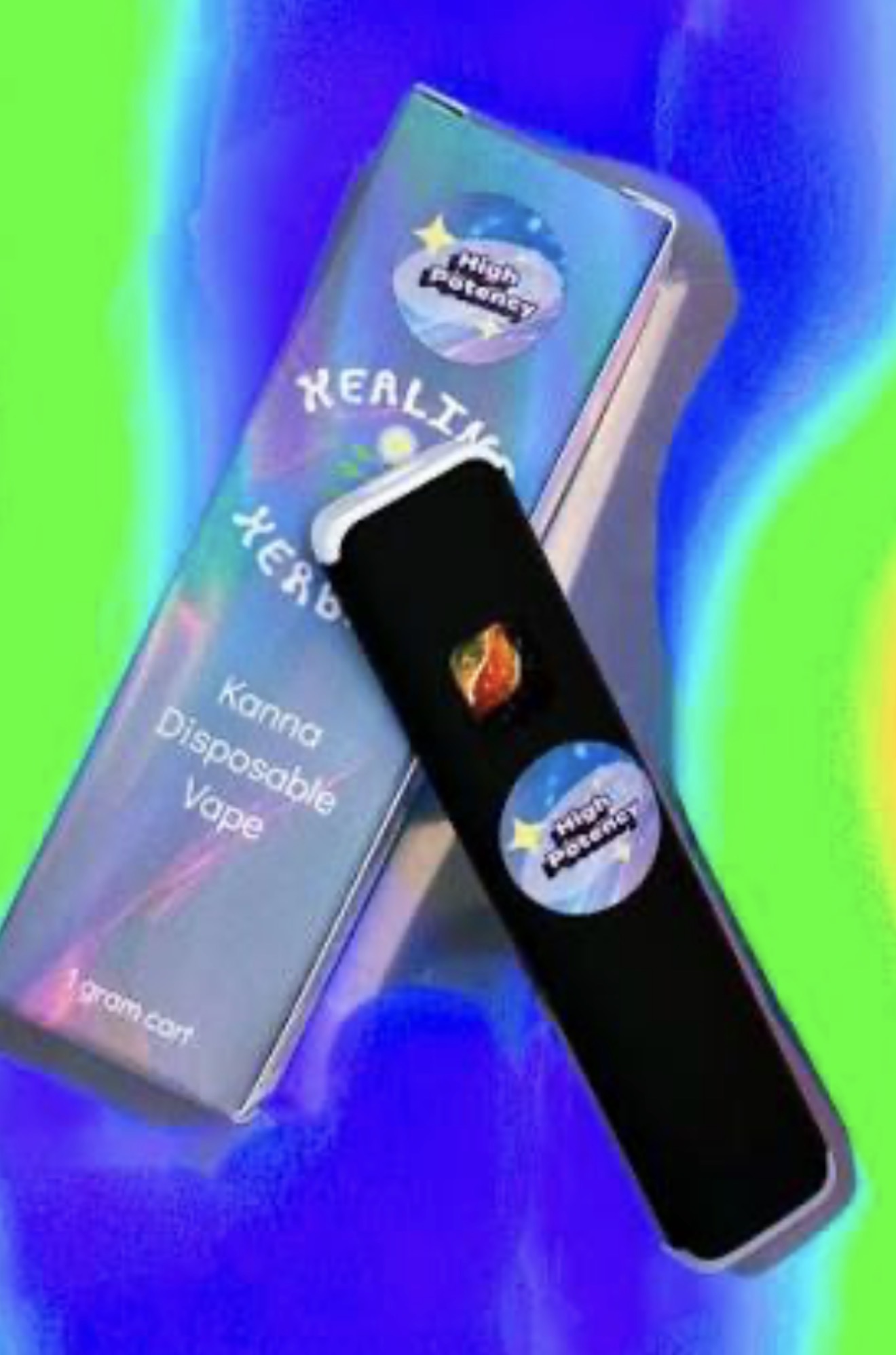 Kanna disposable vape device and packaging