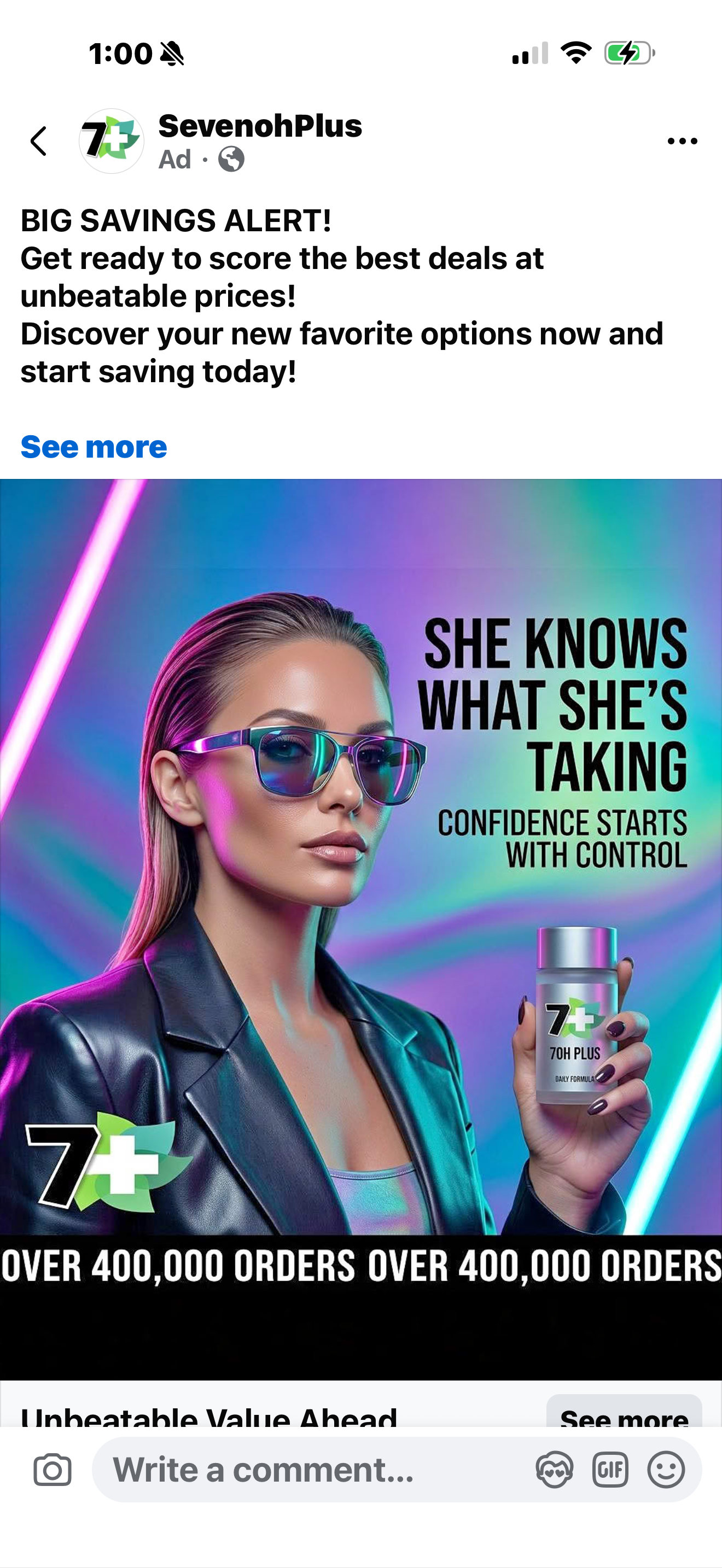 SevenohPlus ad big savings