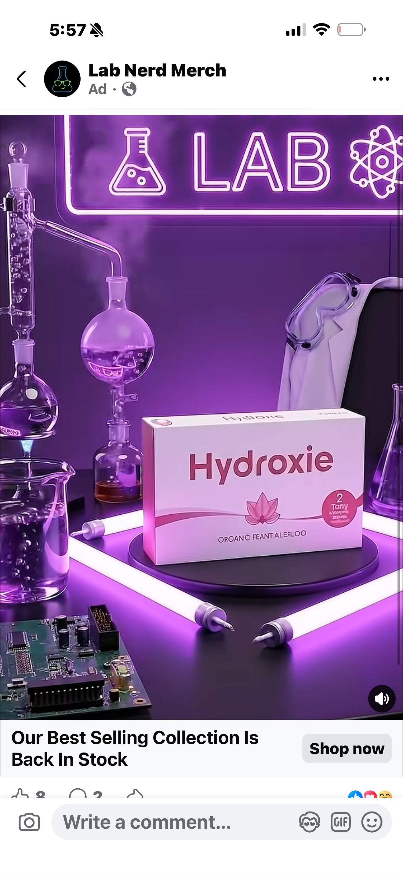 Lab Nerd Hydroxie ad back in stock