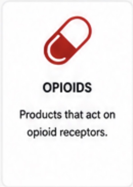 Opioids product warning icon: products that act on opioid receptors