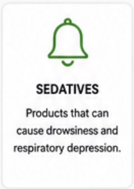 Sedatives category: products that cause drowsiness and respiratory depression