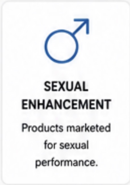 Sexual Enhancement products marketed for sexual performance